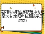 南阳科技职业学院是中专还是大专(南阳科技职院学历层次)