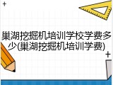 巢湖挖掘机培训学校学费多少(巢湖挖掘机培训学费)