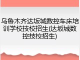 乌鲁木齐达坂城数控车床培训学校技校招生(达坂城数控技校招生)