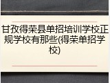 甘孜得荣县单招培训学校正规学校有那些(得荣单招学校)