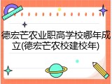 德宏芒农业职高学校哪年成立(德宏芒农校建校年)