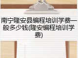 南宁隆安县编程培训学费一般多少钱(隆安编程培训学费)