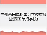 兰州西固单招集训学校有哪些(西固单招学校)