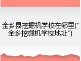 金乡县挖掘机学校在哪里("金乡挖掘机学校地址")