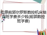 松原前郭尔罗斯数控机床培训班学费多少钱(前郭数控班学费)