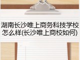 湖南长沙唯上商务科技学校怎么样(长沙唯上商校如何)