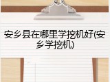 安乡县在哪里学挖机好(安乡学挖机)