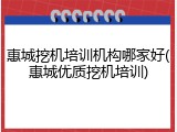 惠城挖机培训机构哪家好(惠城优质挖机培训)