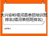 大兴安岭塔河县单招培训班排名(塔河单招班排名)