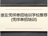 崇左凭祥单招培训学校推荐(凭祥单招培训)