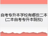自考专升本学校有哪些二本(二本自考专升本院校)