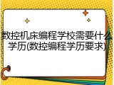 数控机床编程学校需要什么学历(数控编程学历要求)