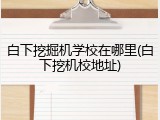 白下挖掘机学校在哪里(白下挖机校地址)