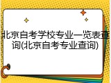 北京自考学校专业一览表查询(北京自考专业查询)