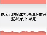 防城港防城单招培训班推荐(防城单招培训)