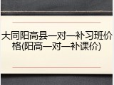 大同阳高县一对一补习班价格(阳高一对一补课价)
