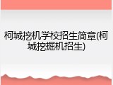 柯城挖机学校招生简章(柯城挖掘机招生)