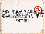 邯郸广平县单招培训学校正规学校有那些(邯郸广平单招学校)