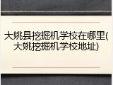 大姚县挖掘机学校在哪里(大姚挖掘机学校地址)