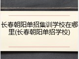 长春朝阳单招集训学校在哪里(长春朝阳单招学校)