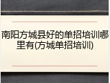 南阳方城县好的单招培训哪里有(方城单招培训)