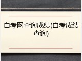 自考网查询成绩(自考成绩查询)