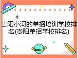 贵阳小河的单招培训学校排名(贵阳单招学校排名)