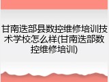 甘南迭部县数控维修培训技术学校怎么样(甘南迭部数控维修培训)