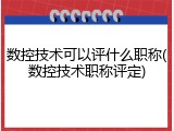 数控技术可以评什么职称(数控技术职称评定)