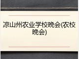 凉山州农业学校晚会(农校晚会)
