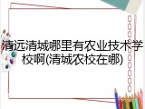 清远清城哪里有农业技术学校啊(清城农校在哪)