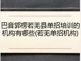 巴音郭楞若羌县单招培训的机构有哪些(若羌单招机构)