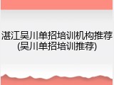 湛江吴川单招培训机构推荐(吴川单招培训推荐)