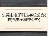 东莞市电子科技学校公办(东莞电子科技公办)