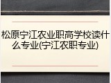 松原宁江农业职高学校读什么专业(宁江农职专业)