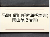 马鞍山雨山好的单招培训(雨山单招培训)
