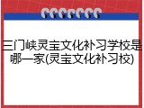 三门峡灵宝文化补习学校是哪一家(灵宝文化补习校)