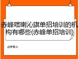 赤峰喀喇沁旗单招培训的机构有哪些(赤峰单招培训)