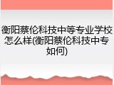 衡阳蔡伦科技中等专业学校怎么样(衡阳蔡伦科技中专如何)