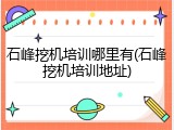 石峰挖机培训哪里有(石峰挖机培训地址)