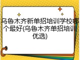 乌鲁木齐新单招培训学校哪个最好(乌鲁木齐单招培训优选)
