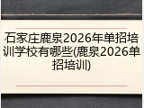 石家庄鹿泉2026年单招培训学校有哪些(鹿泉2026单招培训)