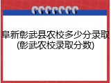 阜新彰武县农校多少分录取(彰武农校录取分数)
