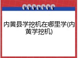 内黄县学挖机在哪里学(内黄学挖机)