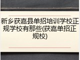 新乡获嘉县单招培训学校正规学校有那些(获嘉单招正规校)