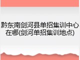 黔东南剑河县单招集训中心在哪(剑河单招集训地点)
