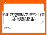 芜湖县挖掘机学校招生(芜湖挖掘机招生)