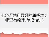 七台河勃利县好的单招培训哪里有(勃利单招培训)
