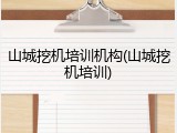山城挖机培训机构(山城挖机培训)
