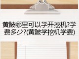 黄陂哪里可以学开挖机?学费多少?(黄陂学挖机学费)